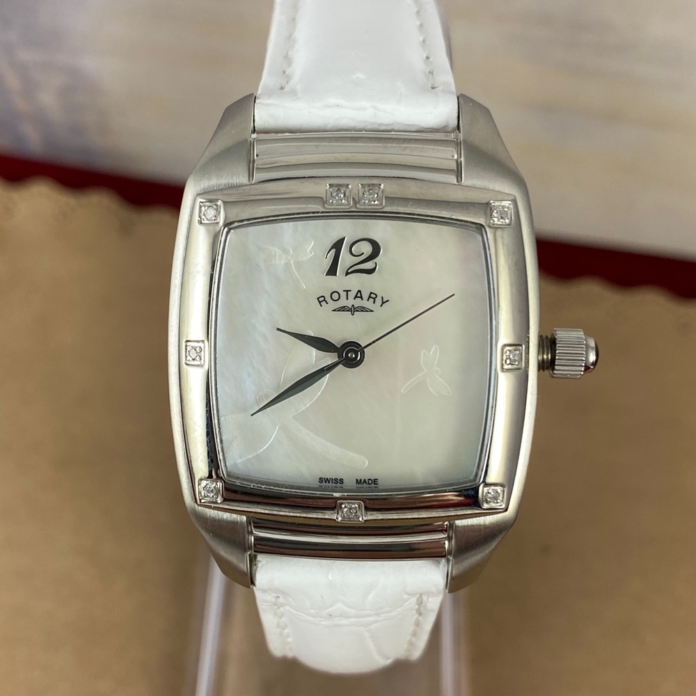 Asymmetrical Rotary Silver Tone and CZ’s Watch